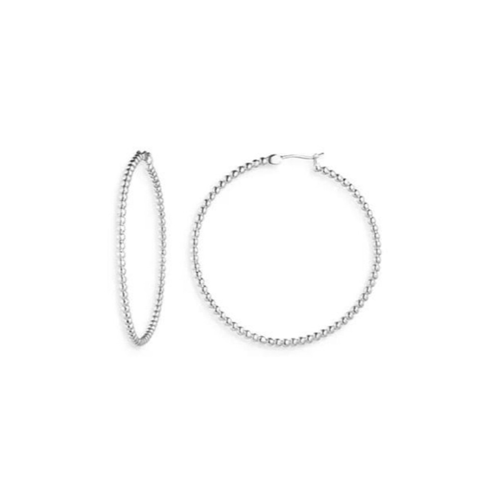 Lauren Ralph Lauren Large Bead Hoop Earrings Sterling Silver 1.81" Click-Top